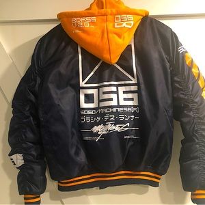 NAVY & Orange 5060/machine56 Mens medium hooded bomber jacket,  new without tag